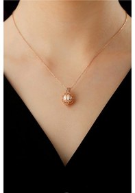 Resim 925 Ayar Gümüş Beyaz Inci Lotus Kafes Kolye 