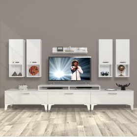 Resim Decoraktiv Ekoflex 8da Mdf Silver Tv Ünitesi Tv Sehpası - Parlak Beyaz 