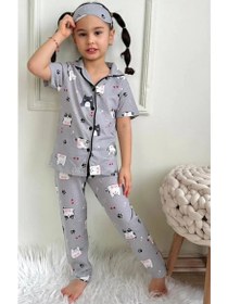 Resim Kız Çocuk Kedili Pijama Takımı 