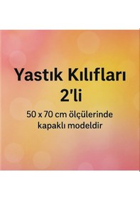 Resim Desenli Pamuklu Kalpli Desen Yastık Kılıfı 2 Adet 50 X 70 Cm Gümüş 