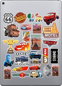 Resim Cars Sticker Seti Laptop Ajanda Pc Tablet Telefon Defter Etiket Bullet Journal Diğer 