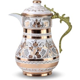 Resim Gül Çiçek Royal Kapaklı İşlemeli Bakır Sürahi 