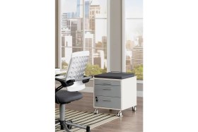 Resim Creo Mobili Kurumsal Ofis Uyumlu Çekmeceli Keson, Kilitli, Tekerlekli - Taşıma kap. 100kg, Ekru/Antrasit - Vega 