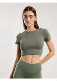 Resim Everlast Ever Relaxed Rib Haki Kadın Crop Tişört Haki 