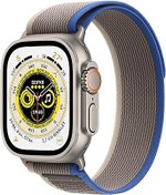 Resim Apple Watch Ultra [GPS + Cellular 49 mm] Akıllı Saat, Dayanıklı Titanyum Kasa ve Mavi/Gri Trail Loop. Fitness Takibi, Hassas GPS, Eylem Düğmesi, Ekstra Uzun Pil Ömrü, Daha Parlak Retina Ekran 