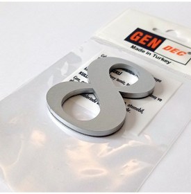 Resim Gendec Kapı Numarası 8Cm No:8 Metalik Gri Kendinden Yapışkanlı Nu 