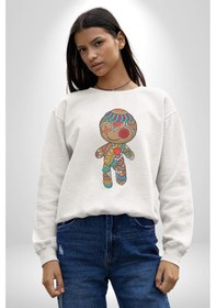Resim Voofoo Bebeği Doll Doldurulmuş Bebek Unisex Beyaz Baskılı Sweatshirt Beyaz 