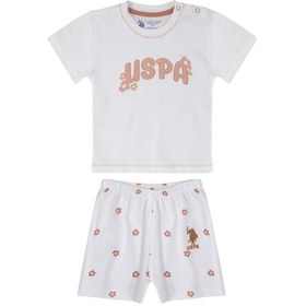 Resim U.S. Polo Assn. Krem Bebek T-shirt Takım Krem 