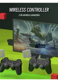 Resim Oyun Konsolu 2.4g Kablosuz Çift Kol Nostaljik Oyunlar 4k Game Stick 10.000 Oyun Atari Gaming Atari 