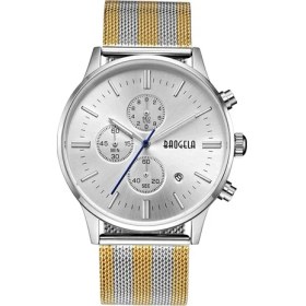Resim Baogela 1611 Küçük Üç Pin Aydınlık Chronograph Takvim Kuvars Izle Erkekler Için (Gümüş ve Beyaz Altın)(Yurt Dışından) 
