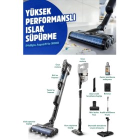Resim Turbo Fırçalı Aqua Özel Seri Trio 9000 Serisi Premium Islak ve Kuru Dikey Süpürge 
