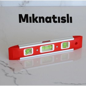 Resim Badem10 Mini Su Terazisi 22 cm Inşaat Duvar Fayans Marangoz Mühendislik Ölçüm Aluminyum Su Terazisi 22 cm Eğim Ölçü Eğik Ölçme 