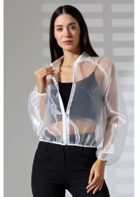 Resim Mois Atelier Organze Şifon Tül Bomber Beyaz Ceket Gömlek Tasarım Hediye Büyük Beden Tesettür Beyaz 