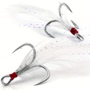 Resim Natufish Balıkçılık Üçlü saç tokası 15 adet Balıkçılık Tüy saç tokası Crankbaits Yem Değiştirme için Bass Catfish Balıkçılığı Yuvarlak Büküm Üçlü saç tokası 