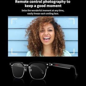 Resim Kablosuz Bluetooth 5.0 gözlük kulaklıklar eller serbest arama müzik fotoğraf siyah C akıllı gözlük 1 takım 