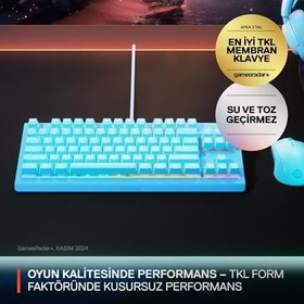 Resim SteelSeries Apex 3 TKL RGB Suya ve Toza Dayanıklı Türkçe Gaming Klavye – Mavi 