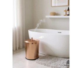 Resim İsaoğlu Yapı Bronz Çöp Kovası Banyo Mutfak Uyumlu Bakır Kova Klasik Vintage Model Metal 