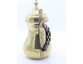 Resim Copperdone El Yapımı Örme Kulplu Dallah Mırra Cezvesi Altın Renk 23 cm 