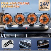 Resim Xuweiwei Anırun 24v 4 Baslikli Turbo Destekli Katlanabilir Araba Fan Suv Kamyonet Minibus Ic 