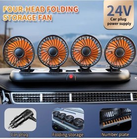 Resim Xuweiwei Anırun 24v 4 Baslikli Turbo Destekli Katlanabilir Araba Fan Suv Kamyonet Minibus Ic 