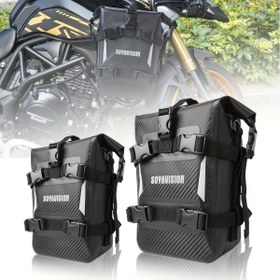 Resim SOYAVISION Yansıtıcı Motosiklet Kuru Çanta Tampon Çarpışma Barı Çantası 7L-9L ve 11L-13L - Sokak Turizmi, Kir Bisikleti, ATV için Güvenli Kayışlarla Dayanıklı Yüksek Kaliteli Ayarlanabilir Sissy Bar / Sele Rafı / Fender Montaj Çantası (Siyah), Macera Ekipmanları Depolama | Şık Depolama Tasarımı | Sağlam Montaj Sistemi, Motosiklet Sele Çantaları 