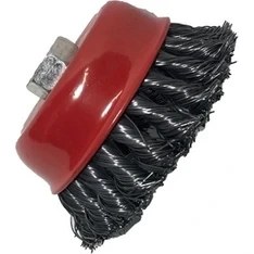 Resim Biotech Burgulu Çanak Tel Fırça 65MM Örgü Çelik Fırça Matkap Ucu Pas Boya Sökücü 