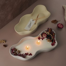 Resim DIY Damla Kalıbı Düzensiz Dalgalı Kenar Depolama Kutusu Mum Tepsisi Alçı Kalıp 