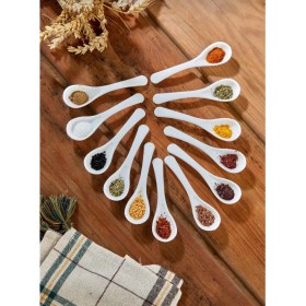 Resim Celsen Home 12 Adet Beyaz Servis ve Baharat Kaşığı - Kahvaltılık Bal Kaşığı Şeker Reçel Servis Kaşığı 