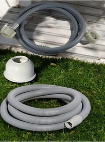 Resim Umay Yapı Malzemeleri Temiz Su Çamaşır Hortumu 1,5 Metre, Pis Su Körüklü Tahliye Hortumu, Adaptör Conta 3'lü Takım 