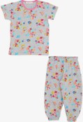 Resim Breeze Kız Bebek Kısa Kollu Pijama Takımı Safari Temalı 9 Ay-3 Yaş, Gri Melanj 