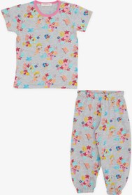 Resim Breeze Kız Bebek Kısa Kollu Pijama Takımı Safari Temalı 9 Ay-3 Yaş, Gri Melanj 