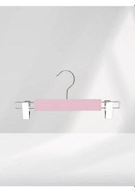 Resim Pembe Ahşap Pantolon Etek Askısı Gümüş Kancalı 10 Adet Pembe 