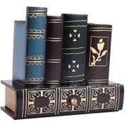 Resim Ganzhoushop Çok İşlevli Retro Ahşap Kalemlik Kitap Şekli Ahşap El Sanatları Ev Dekor Kalem Masaüstü Saklama Kutusu Çekmeceler Kırtasiye Tutucu Hediye 