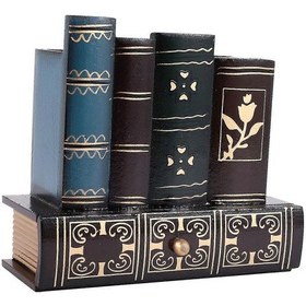 Resim Ganzhoushop Çok İşlevli Retro Ahşap Kalemlik Kitap Şekli Ahşap El Sanatları Ev Dekor Kalem Masaüstü Saklama Kutusu Çekmeceler Kırtasiye Tutucu Hediye 
