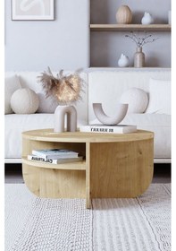 Resim Rubo Orta Sehpa Raflı İskandinav Orta Sehpa 72 Cm, Bohem - Safir Meşe 