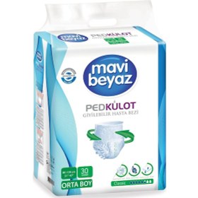 Resim Mavi Beyaz Ped Emici Külot Hasta Bezi Medium Orta 30'Lu 