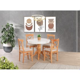 Resim Beyaz Ahşap Ayaklı 100 100+30 Fiskos Açılır Lake Masa Beyaz 