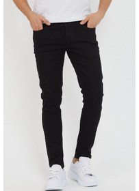 Resim Erkek Siyah Renk Slim Fit Kot Pantolon Siyah 