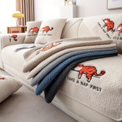 Resim 1 Adet Rahat "Önce Bir Şekerleme Yap" Karikatür Kedi & Köpek Nakışlı Koltuk Örtüsü | Kaymaz, Evcil Hayvan Dostu Koltuk Koruyucu 5 Renk | 1-4 Koltuklu Koltuklar İçin Yumuşak Shearling Kılıf | Oturma Odası, Yatak Odası, Ofis Dekoru İçin İdeal, Evcil Hayvan Dostu Kılıf|Çağdaş Kılıf|Kaymaz Özellik 