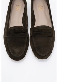 Resim Luvishoes Luvi Shoes F02 Hakiki Deri Kadın Loafer Ayakkabı - Yeşil Süet 
