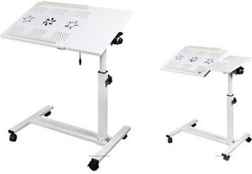 Resim Yerden Yükseklik ve Eğim Ayarlı Mouse Bölmeli Laptop Sehpası - Beyaz 