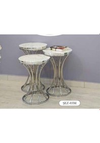 Resim Mim Beyaz Mermer - Gümüş Şelale Zigon Sehpa Gümüş - Beyaz Mermer 