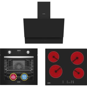 Resim Simfer 9 Fonksiyon Qs Siyah Dijital Power Turbo Elektrikli 3'lü Ankastre Set (Fırın + Elektrikli Ocak + Davlumbaz) 