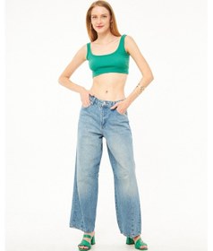 Resim Bol Kesim Spor Kadın Jean Pantolon 001 