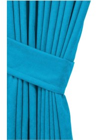 Resim Cheap's Home Petek Dokulu Kadife Dokuma Düz Dikiş Ekstrafor Büzgü Fon Perde Petrol 