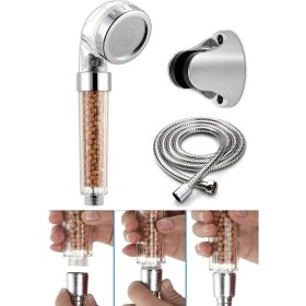 Resim OEM Filtreli Ve Su Tasarruflu Arıtmalı Duş Başlığı Seti Boncuklu Başlık Hortum Ve Mafsal Set 