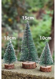 Resim Masa Üstü 3 Lü Yeni Yıl Çam Ağacı Seti Noel Yılbaşı Ağacı 3 Lü Mini Masa Üstü Yılbaşı Ağacı Seti 10 CM 