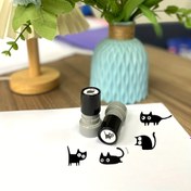 Resim Öğretmenler için sevimli siyah kedi damgası - Envelope ile ödül veren hayvan amblemi, sınıf, ofis ve okul malzemeleri için dayanıklı yuvarlak plastik damga, sınıf damgaları, oyun designi, kimyasal kompozisyon 