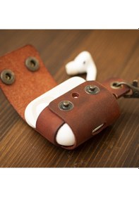 Resim Apple Uyumlu AirPods Pro Deri Kılıf - El Yapımı & Gerçek Deri - Rose 