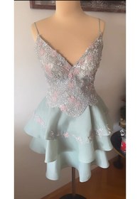 Resim Chica Rosa Fashion Su Yeşili Kristal Taşlı Prenses Elbise - Sage Dream 